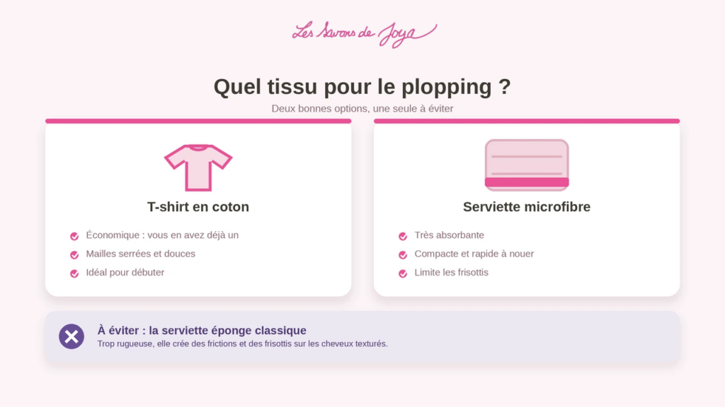 Comparatif entre un t-shirt en coton et une serviette en microfibre pour le plopping