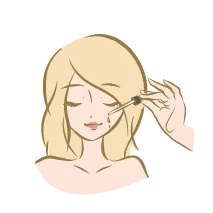 Prélevez quelques gouttes de votre sérum naturel pour le visage au creux de votre main.