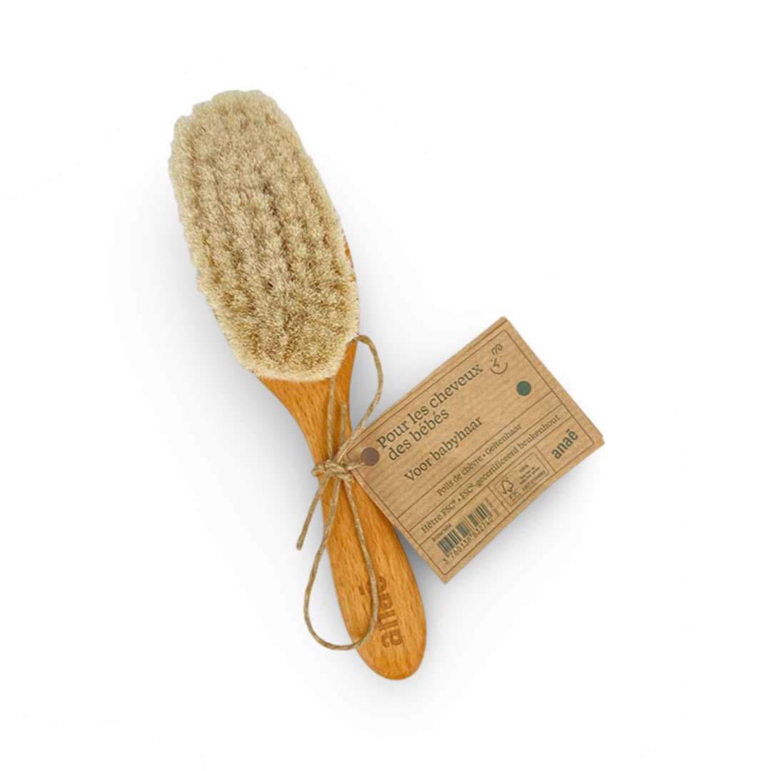 Brosse à cheveux bébé en bois Anaé poils doux pour cheveux fins
