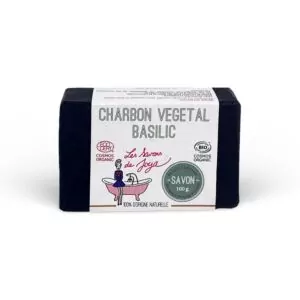 Savon au charbon végétal basilic de 100 grammes et 100% d'origine naturelle.