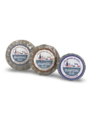 Trio de shampoing solide antipelliculaire de 80, 50 et 30 grammes.