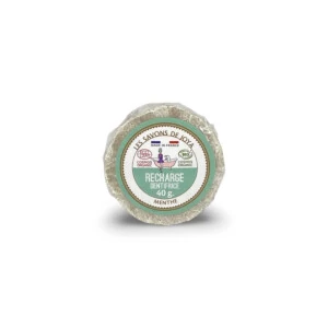 Recharge boite dentifrice solide à la menthe de 40 grammes.
