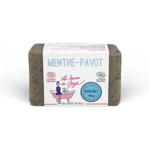 Savon menthe-pavot de 100 grammes et 100% d'origine naturelle.